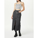Montivo - Charcoal High Waist Denim Skirt