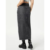 Montivo - Charcoal High Waist Denim Skirt