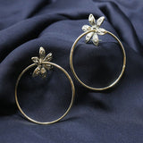 Mumoso- Brighton C-Shaped Flower Metallic Earrings (Gold)