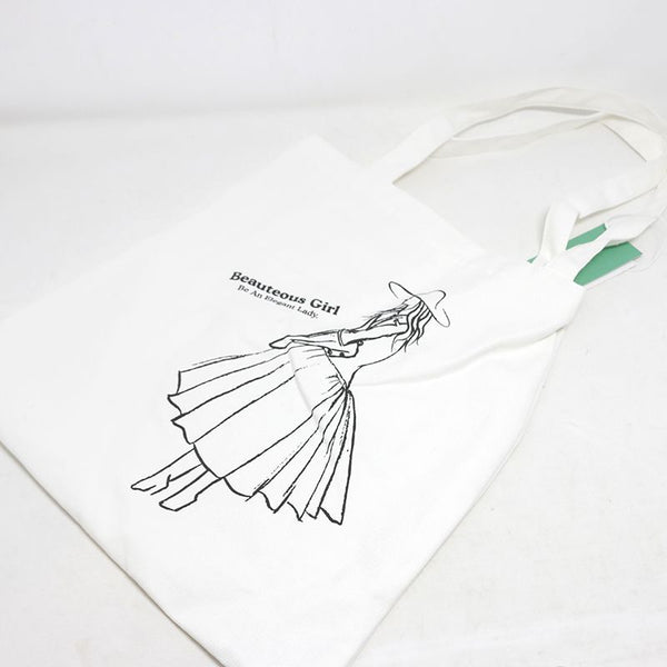 Mumuso- Fashion Girl Tote Bag -White