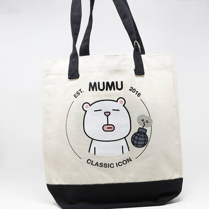 Mumuso- Canvas Shoulder Bag - White