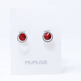 Mumoso- Red Crystal Silver Earrings