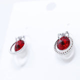 Mumoso- Red Crystal Silver Earrings