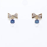 Mumuso- Blue Bow Crystal Earrings