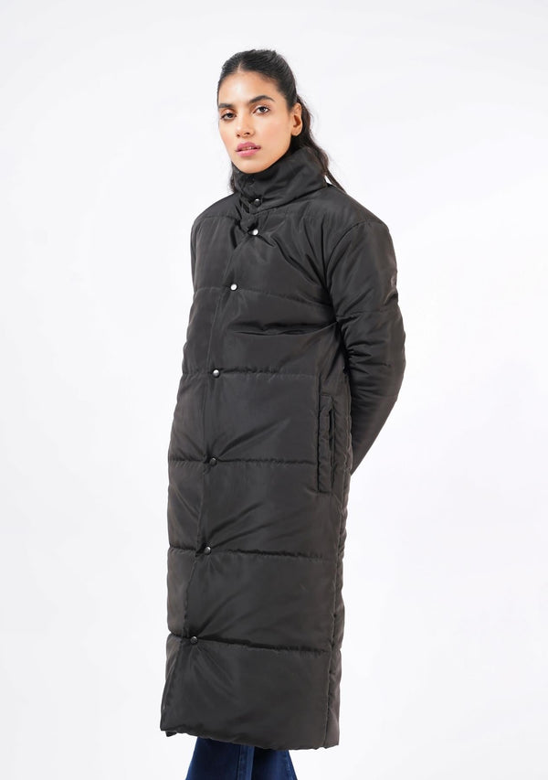 Nine90nine- Long Puffer Coat - Black