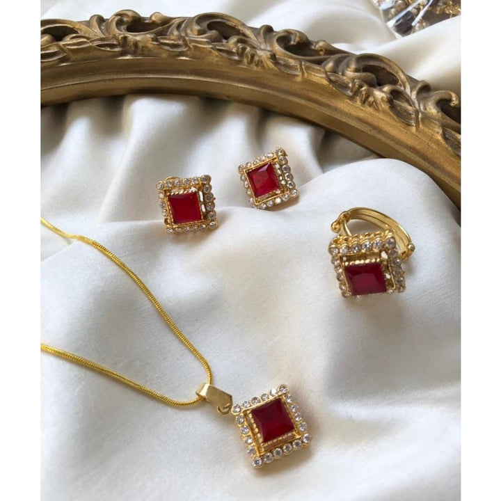 Jewels By Noor- Maroon (earrings, rings and studs)