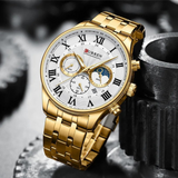 CURREN White Dial Quartz Chronograph Stainless Steel Watch