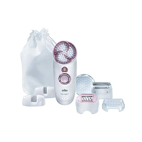 Braun- Silk epil 7 SkinSpa - 7951 Wet&Dry Cordless Legs, Body, and Face Epilator and Sonic Exfoliation Brush with 5 attachments