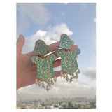 Jewels By Noor- Aqua Mughlia Meenakari Earrings