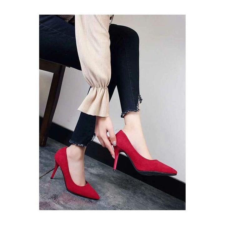 Shein- Red high-heeled shoes business style