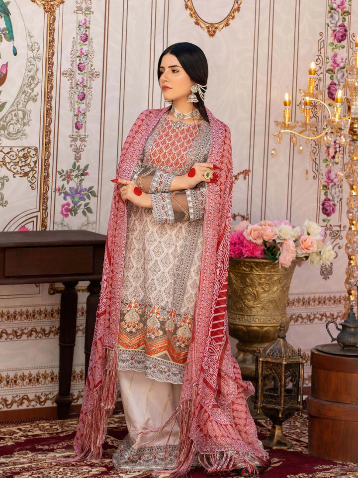 Keshia Mehr Un Nisa – 3 Piece Embroidered Unstitched Luxury Lawn