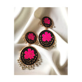 House Of Jewels- Gulab  Earrings  (Pink and Black)