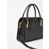 Aila- Quilted Pattern Satchel Bag Black