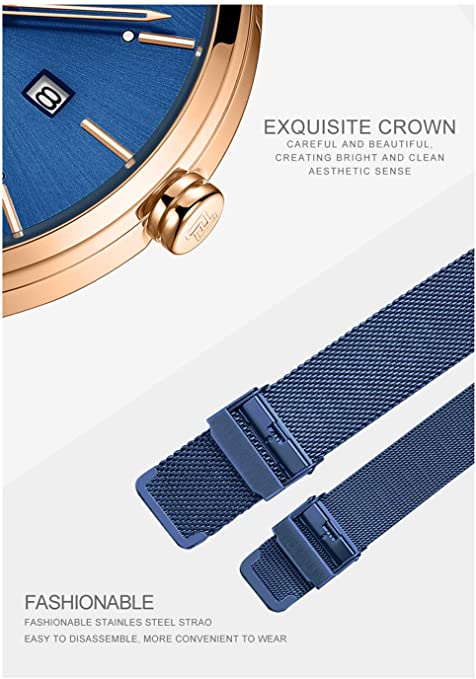 NAVIFORCE- Women's Analog Quartz Watch with Stainless Steel Bracelet NF3008 Blue