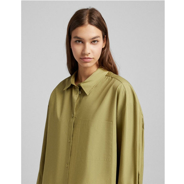 Bershka- Long-Sleeved OverSized Poplin Shirt