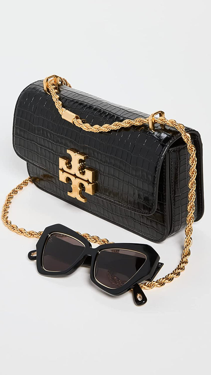 Tory Burch-Eleanor Embossed Small Convertible Shoulder Bag Black