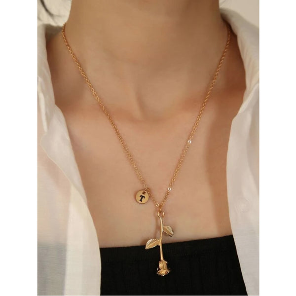 Shein- Flower Charm Necklace- Gold