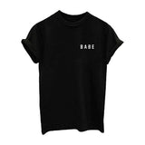 Wf Store- BABE Printed Half Sleeves Tee- Black