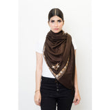 Pashmina Store with Resham Embroidered Border Brown n Cream