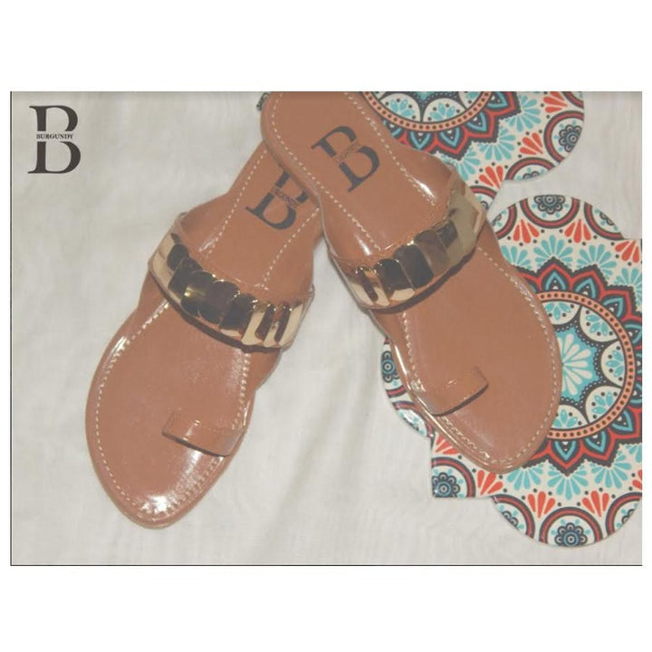 Burgandy By Laraib - Brown kolapuri Flat For Women