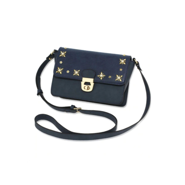 Silk Avenue - AG00718 - Navy Flap Twist Lock Cross Body Bag