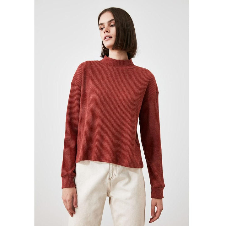 Trendyol- Tile Stand Collar Twill Knitted Sweatshirt TWOAW21SW1952