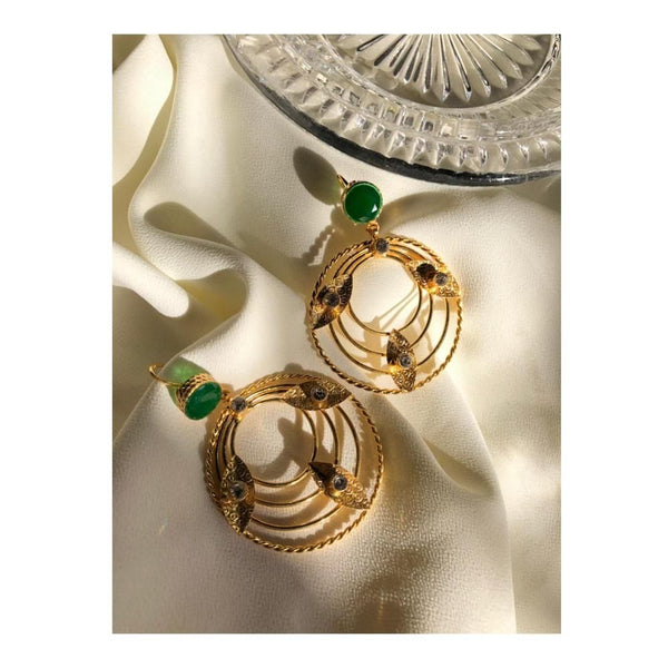 Jewels By Noor- mughlia green earrings