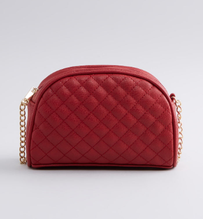Max Fashion- Red Quilted Crossbody Bag with Zip Closure by Bagallery Deals priced at #price# | Bagallery Deals