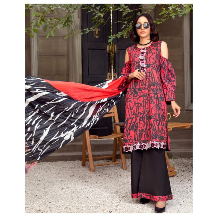 Flame – 2 Piece Embroidered Unstitched Lawn Shirt & Dupatta