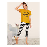 Wf Store- Let Me Sleep Printed Night Suit For Her- Yellow