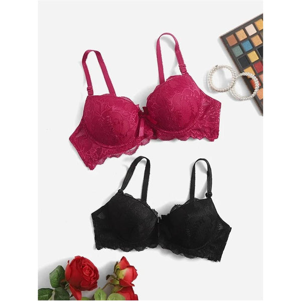 Shein- 2pack Contrast Lace Underwire Bra