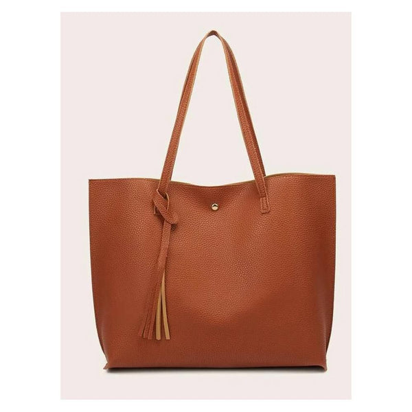 Shein- Tassel Decor Tote Bag- Brown