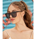 Shein- Sunglasses with turtle tail frame embellished with metal stud accented with casing