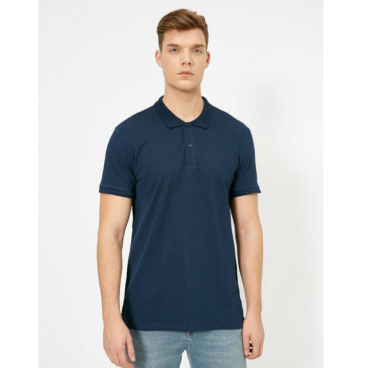 Koton- Short Sleeve Polo Neck Slim Fit T-Shirt - Navy