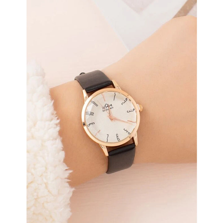 Shein- Minimalist Round Pointer Quartz Watch- Black