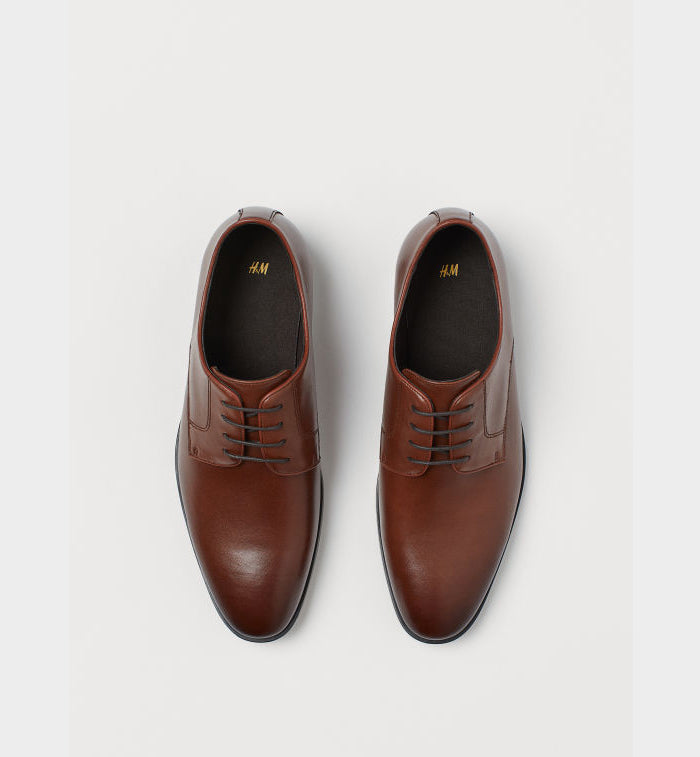 H&M- Men Derby Shoes- Dark brown Bagallery Deals