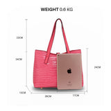 Silk Avenue- AG00710 - Pink Croc Print Tote Bag