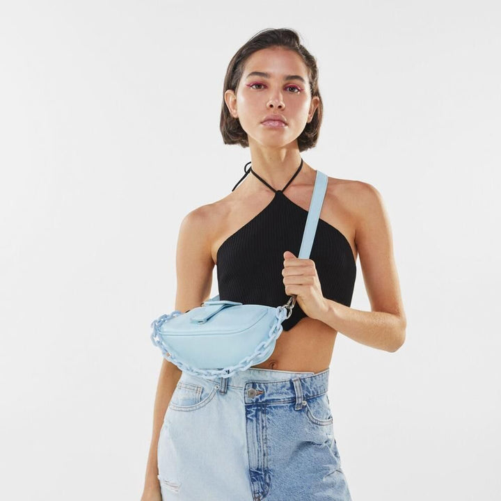 Bershka- Buckled chain bag - Light Blue