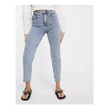 Stradivarius- Organic Cotton Slim Mom Jean With Stretch In Washed Blue