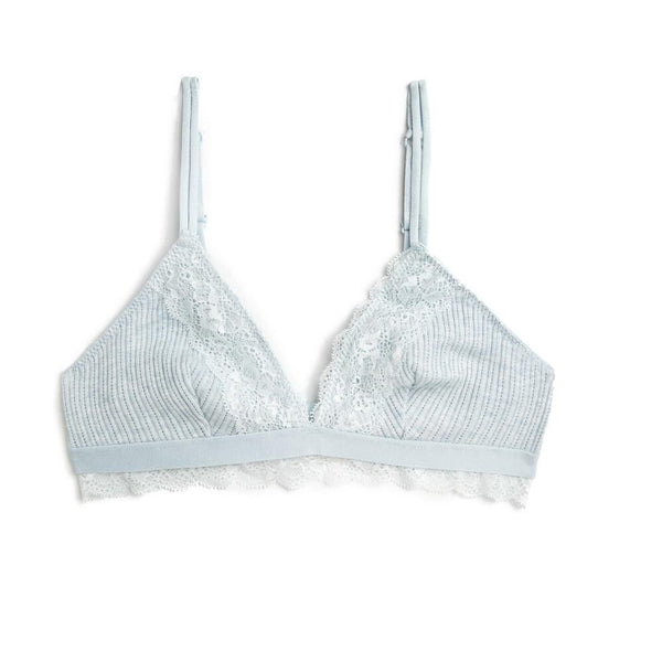 Koton- Respect Life | - Organic Cotton Lace Detailed Soft Bra - Blue Melange