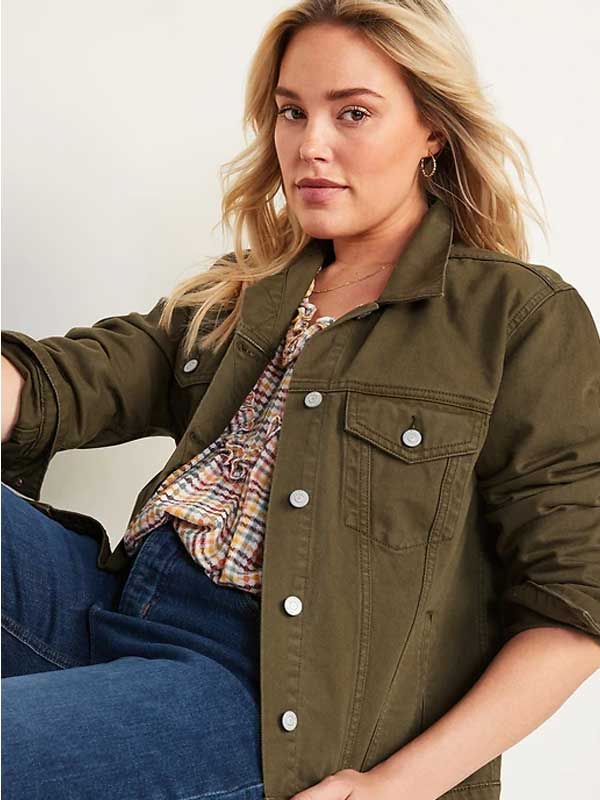 Mardaz- Olive Green Nonstretch Jean Jacket For Women Md8385- olive green