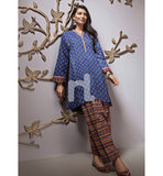 Nishat Linen- PE19-99 Blue Printed Stitched Lawn Shirt & Printed Shalwar - 2PC