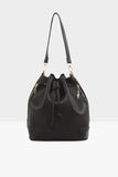 Bagmori- Black Women Bottle Bottom Pleated Zipper Bag M000002892