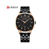 Curren- Stainless Steel Clock Men's Casual Style- 8364- Black rose