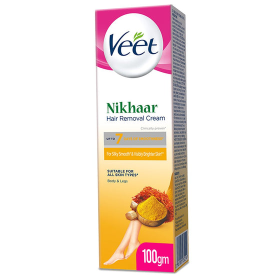 Veet Silky Fresh Hair Removal Cream for All Skin Types with Tumeric and Saffron and Sandalwood Fragrance 100gm