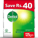 Dettol Antibacterial Soap Bar Effective Germ Protection Original 125gm - Pack of 4