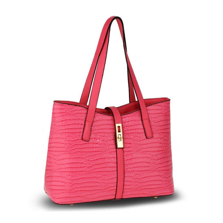 Silk Avenue- AG00710 - Pink Croc Print Tote Bag