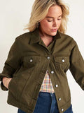 Mardaz- Olive Green Nonstretch Jean Jacket For Women Md8385- olive green