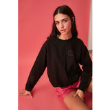 Trendyol- Black Printed Knitted Sweatshirt TWOAW21SW1182