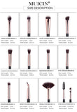 MUICIN - 12 Pieces Rose Gold & Black Complete Eye Brushes Set